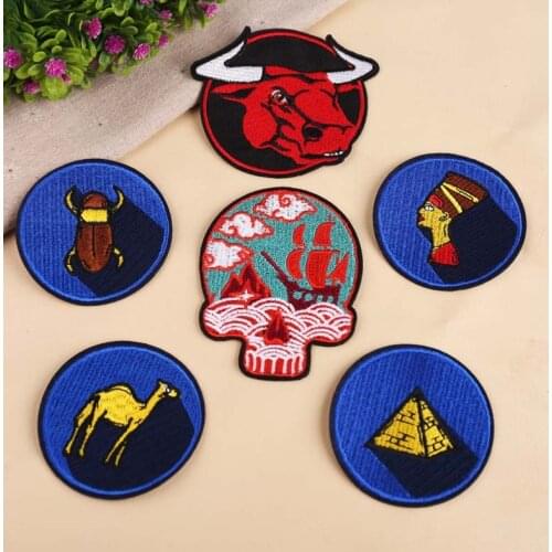 20pcs/lot Embroidery Patches Letters Clothing Decoration Accessories Strange Things Bull Shadow Skull Diy Iron Heat Transfer