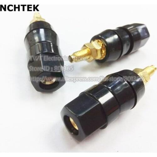 NCHTEK Black Hex Head Gold Binding Post Banana Jack Female/Free shipping/50PCS