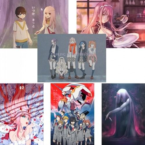 New FranXX HIRO ZERO TWO ICHIGO GORO Wall sticker Coated paper Posters Japanese Anime Poster Retro buy 3 get 4