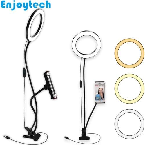 New Tabletop Vlog Mounts Holder with Clamp for Mobile Phones Tripod Stands with 20cm LED Ring FLash for Video Live Bloggers