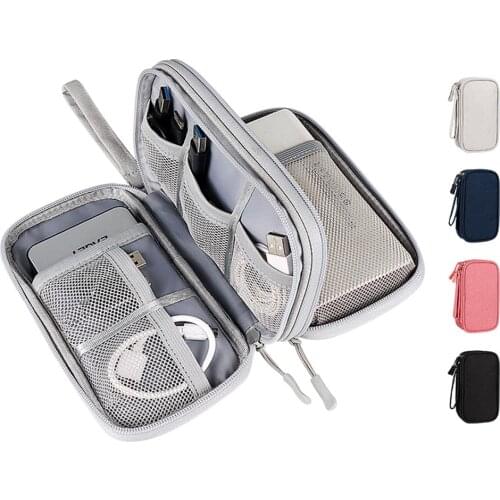 Cable Organizer Mobile Power Headphone Electronics Accessories Bag Cable Protector Case Double Layer Multi Function Storage Bag