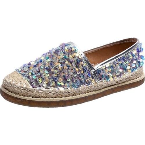 2020 autumn fashion sequined womens shoes fisherman shoes ladies flat shoes woven single shoes women casual shoes loafers