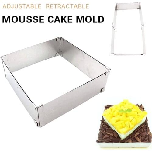 Adjustable Mousse Ring Square Stainless Steel Cake Mold Pastry Dessert Accessories Cake Decorating Tool Baking Tools