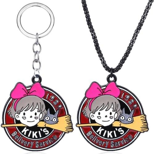 RJ Kikis Delivery Service Kiki Cartoon Cute Key Girl Buckle Hayao Miyazaki Anime Figure Plate Pendant Car Bag Jewelry Gift