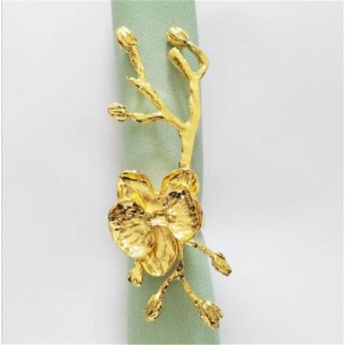 Fashion Orchid Napkin Ring Creative Napkin Buckle High Quality Metal Cloth Cloth Ring For Hotel Wedding Decoration