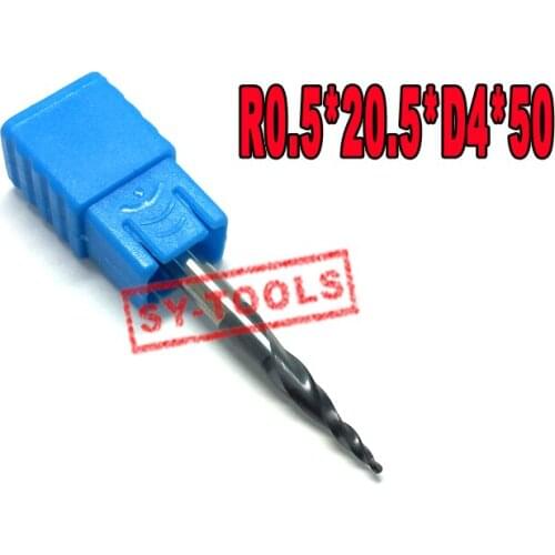 2PCS R0.5*D4*20.5*50L*2F HRC55 Tungsten solid carbide Coated Tapered Ball Nose End Mills taper and cone endmills