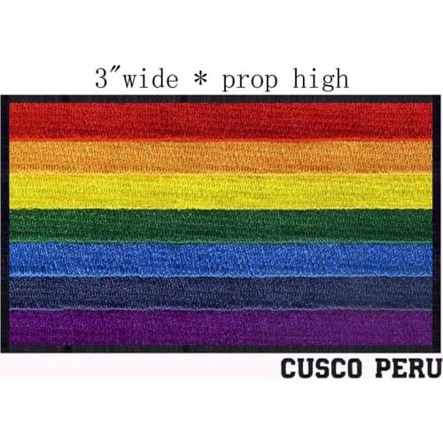 Cusco, Peru Flag 3"wide embroidery patch for lines/rainbow/sunshine