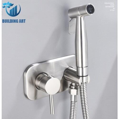 Bidet Faucets wall mounted bidet toilet faucet shower handheld sprayer shower Black hygienic shower bidet muslim Brass Material