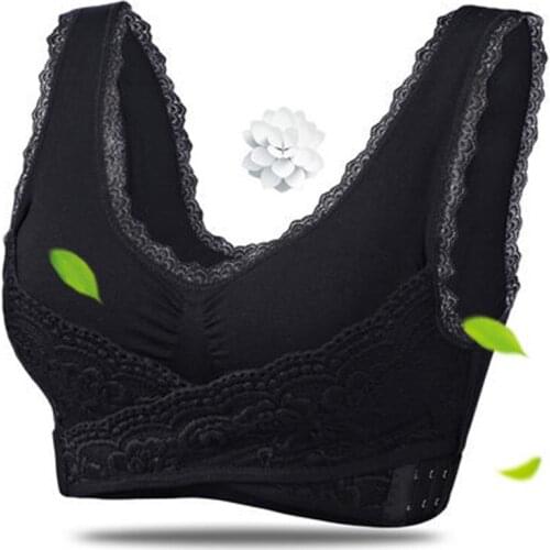 Pure Cotton Slim Underwear Solid Color Breathable Bra Seamless Sexy Lace Sling Top Big Size Push Up Bra Womens Fitness Bra