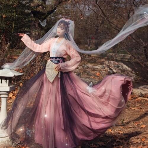 Traditional Hanfu Women Oriental Dance Costume Festival Outfit Singers Rave Performance Clothing Chinese Fairy Dress DC4382