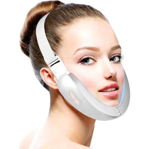 V-Line Up Lift Belt Machine Red LED Photon Therapy Face Slimming Vibration Massager Facial Lifting Device Reduce Double Chin V