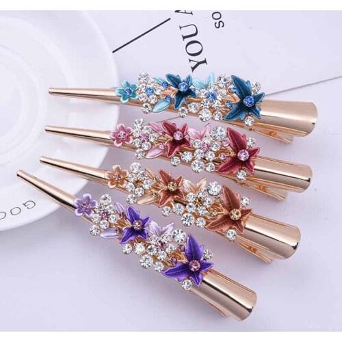 Women Gem Butterfly Steel Hair Clips Pins Hairpins Chinese Vintage Crown Wedding Classical Crystal Spring Clip Hair Accessories