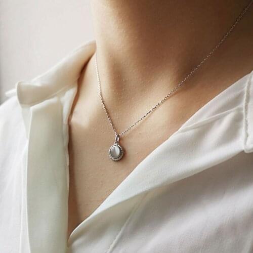 925 Sterling Silver Cat Eyes Stone Pendants Necklace For Women Statement Chain Choker Necklaces Fine Jewelry Party Gifts