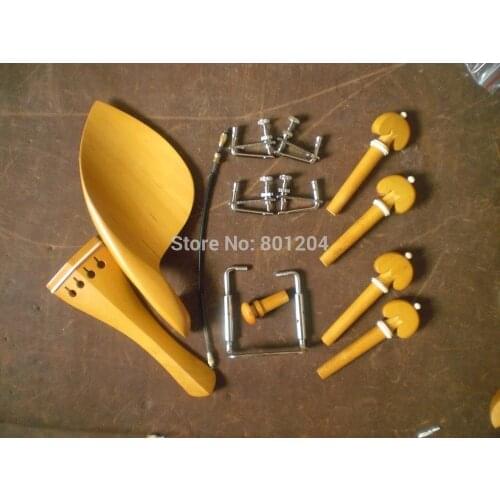 1 Set Quality Boxwood violin fitting with fine tuner, tail gut, chin rest screw All 4/4