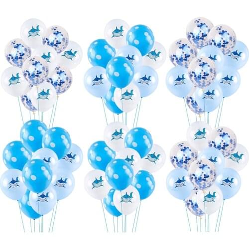 10pcs Blue Birthday Balloons Air Animal 12inch Latex Ballons Birthday Baby Shark Kids Baby Shower Ocean Theme Party Decorations