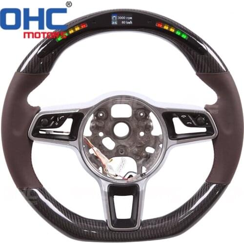 100% Real Carbon Fiber LED Steering Wheel compatible for Pors-che GTS GTR 911 Boxster GT Cayenne Macan 998 781