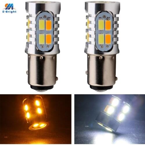 2PCS S25 1157 P21/5W BAY15D 5730 20 SMD Amber/White Switchback Car Auto LED Bulbs 400Lm Turn Signal Brake Light 12V Dual Color
