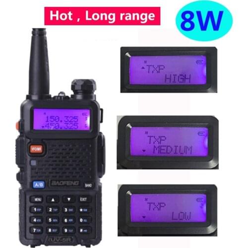 2021 radio vhf uhf 136-174mhz 400-480mhz FM Radio Station 15km 8w walkie-talkie uv5r baofeng uv-5r 8w with Dual Band Radio Cb