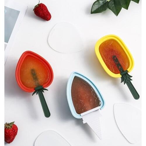 4PCS Silicone Ice Cream Popsicle Mould Popsicle Stick Ice Cube Mold Innovative Fruit Shape Ice Cream Diy Maker Kitchen Tools