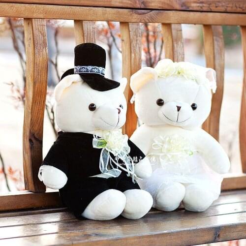 40cm lover teddy bear wedding dress bears a pair plush toy doll wedding gift w1797
