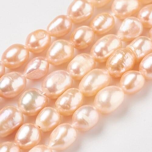 5 Strands Oval Natural Cultured Freshwater Pearl Beads Strands for Jewelry Making DIY Accessories Findings 8~12x7~8mm