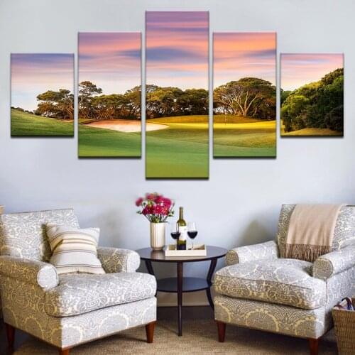 5pcs HD Printing Canvas Painting Printing Grassland Sunset Landscape Group Home Decorating Walls Pictures for Living Room Modula