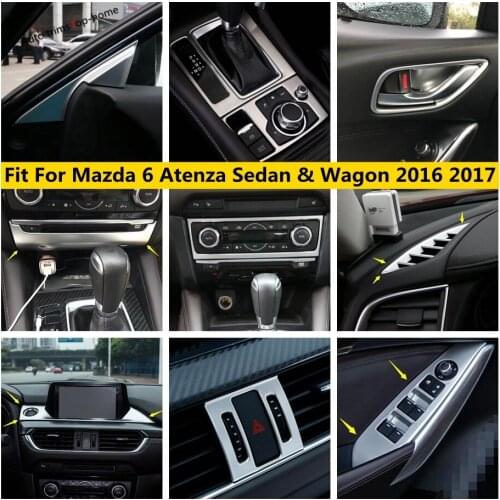 AC Air Conditioning Panel / Transmission Shift Gear Frame / Inner Door Handle Bowl Frame Cover Trim For Mazda 6 2016 2017 Matte