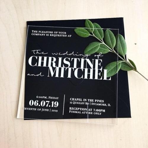 Acrylic Wedding Invitation. Clear Invitation. Transparnet Invitations