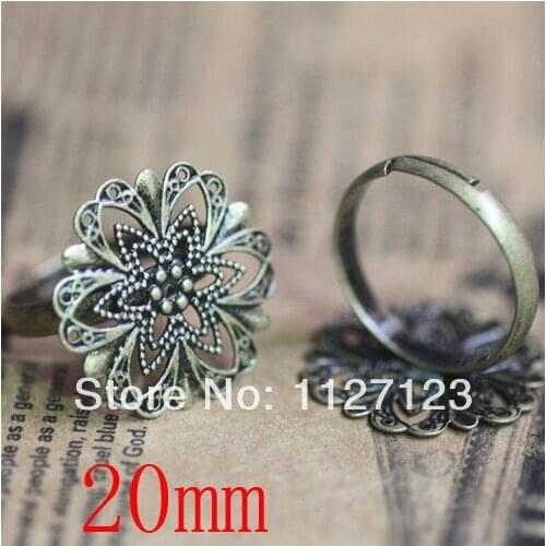 Free shipping!!!!!50Pcs 20mm Style Filigree Ring Base Blanks/ring blanks jewelry making