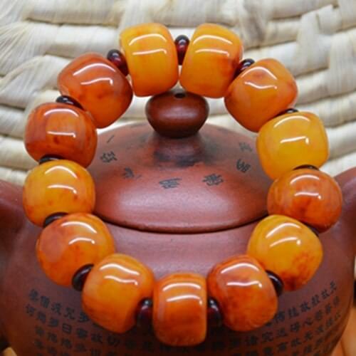 Free shipping Baltic old beeswax drums pearl ambers bracelets collocation Succinum spacer hand