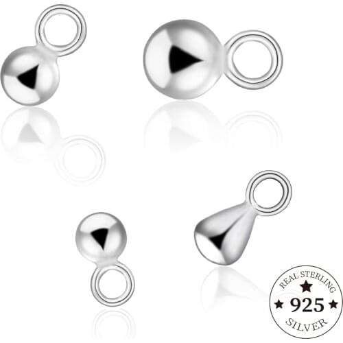 4pcs/lot 925 Sterling Silver Findings Water Drop End Beads For DIY Extender Chain Pendants Jewelry Making Findings Accessories