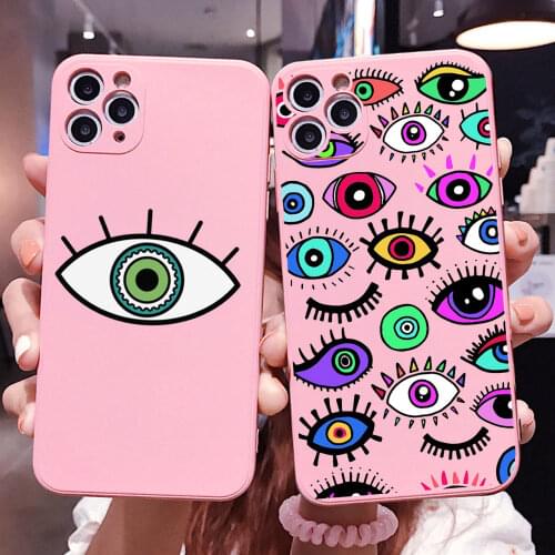 Abstract line art phone case For iPhone 12 Pro Max 7 8 Plus X XR XS 11 pro MAX 6S Plus SE Lucky Eye Evil Eye TPU Silicone Cover