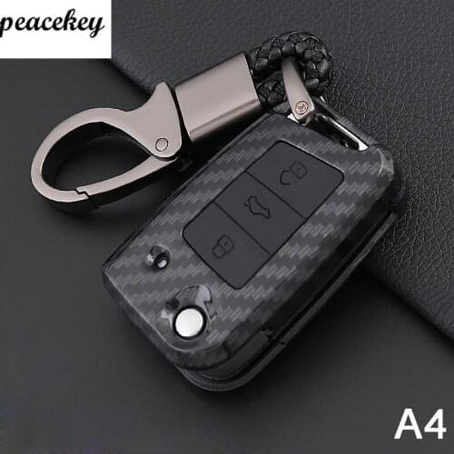 Carbon Fiber+Silicone Key Case Cover For VW Polo Golf 7 Tiguan for Skoda Octavia Kodiaq Karoq for SEAT Ateca Leon Ibiza Key case
