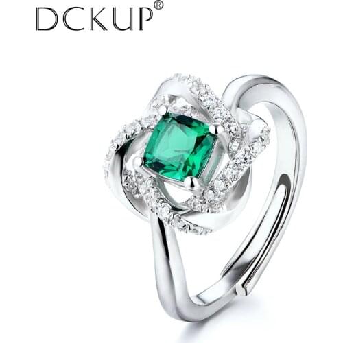 Flower 0.5Ct Lab Grown Created Green Emerald Rings Luxury 925S Silver Ring For Women Gifts Party Birthday Classic Fine Jewelry