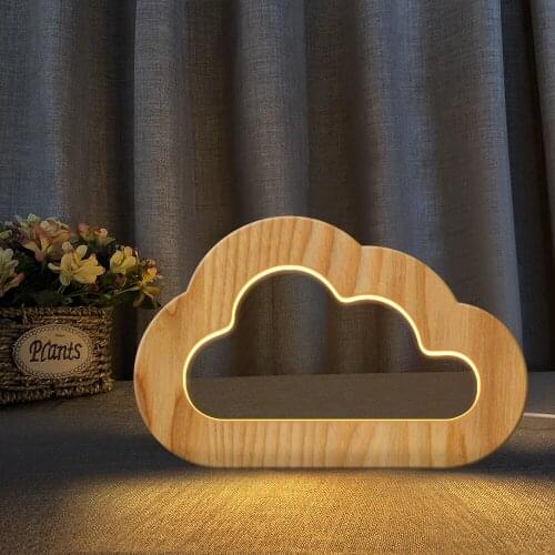 Cloud Star Wind mill Shape Wooden 3D LED Night Light Warm White Novelty Kid Bedroom Table Lamp For Friends Gift Dropshipping