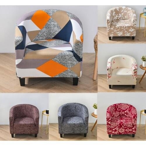 Elastic All-inclusive Semicircle Small Single Sofa Cover Coffee Shop Wine Guest Room Printing Non-slip Sofa Chair Cover