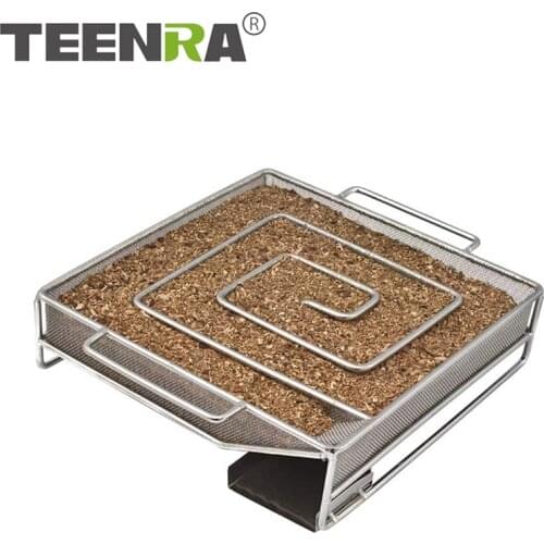 TEENRA BBQ Cold Smoke Generator Stainless Steel Barbecue Grill Cooking Tool Smoker Salmon Bacon Fish Wood Chip Smoking Box