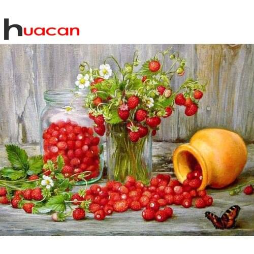 Huacan Diamond Painting Full Square/Round Fruit Kit 5D DIY Diamond Embroidery Mosaic Strawberry Decorations Home