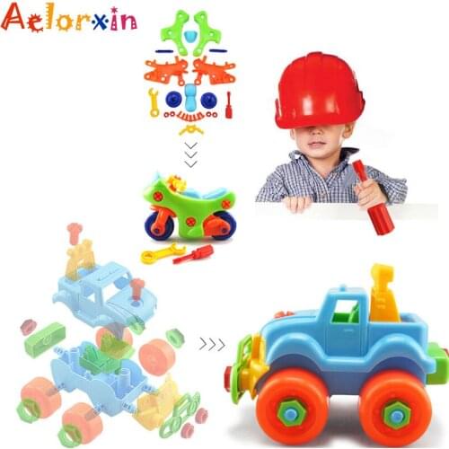 1Pcs Random Color Motorcycle Or Car Puzzle Disassembly Assembly Nut Baby Toy ClassicToy Early Educational Toys For Children
