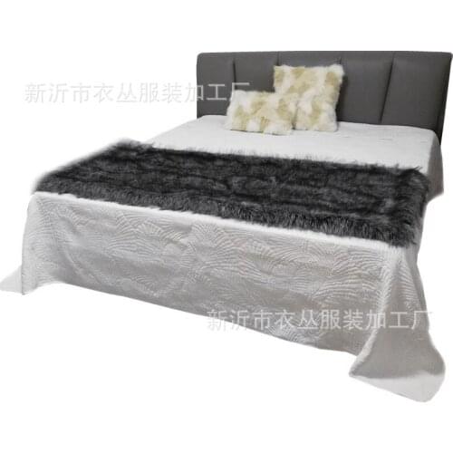 Faux fur long hair dyed tips blanket throw for winter