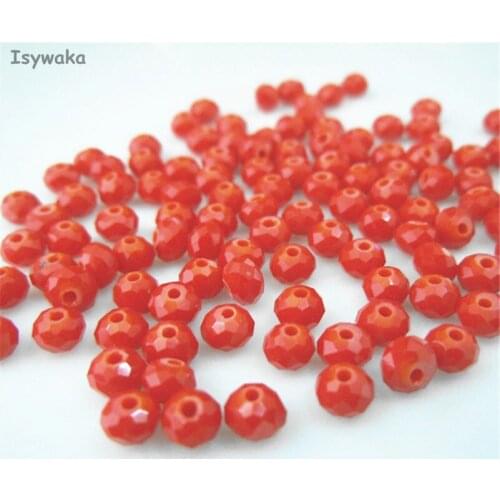Isywaka Non-hyaline Red Color 3*4mm 145pcs Rondelle Austria faceted Crystal Glass Beads Loose Spacer Round Beads for Jewelry