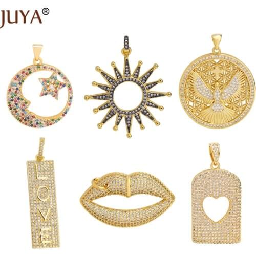 Exquisite Copper Charms Pendants Brass Micro Pave Cubic Zirconia Necklace Accessories For Hand Made Jewelry Making Supplies