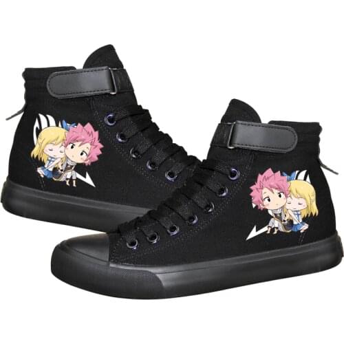 Unisex Anime Fairy Tail Casual Ankle Canvas Shoes Hook Loop Flat plimsolls duck shoes Sneakers