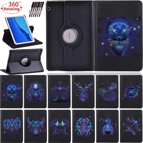 Star Sign Rotating Stand Leather Tablet Cover Case For Huawei MediaPad T3 10 9.6"/MediaPad T5 10 10.1"