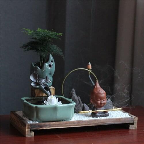 Zen Creative Ceramic Water Fountain Home Decoration Lucky Feng Shui Office Living Room Indoor Fountains Chinese Desktop Ornament