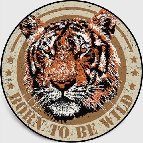 Tiger Head Round Carpets For Living room bedroom decor rug and carpet Kids Room computer chair Non-slip Floor Mat Cloakroom Rugs