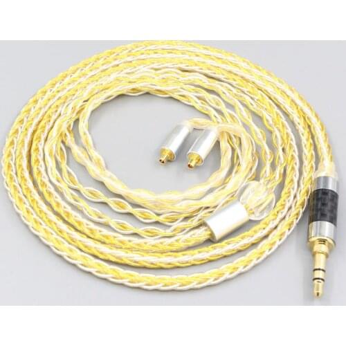 LN007296 8 Core OCC Silver Gold Plated Braided Earphone Cable For Dunu T5 Titan 3 T3 (Increase Length MMCX)