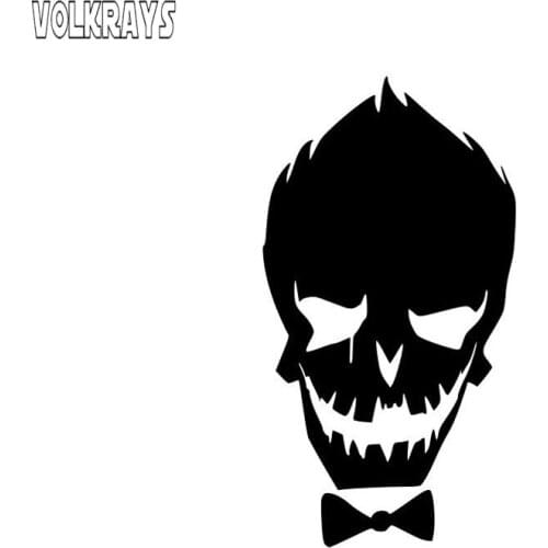 Volkrays Fashion Car Sticker Joker Suicide Accessories Reflective Waterproof Cover Scratches Vinyl Decal Black/Silver,15cm*7cm