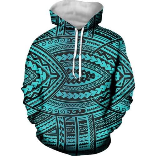 Fashion Wholesale Polynesian Printing Mens Hoodies Hoodie Customize Design Standard Oversized Mens Pullover Sweatshirts Guam