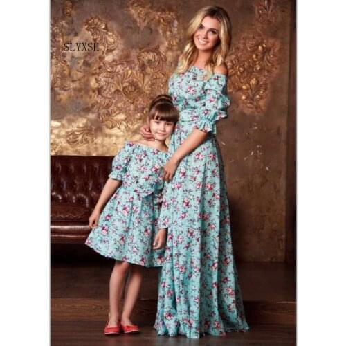 Family Matching Clothes Mother Daughter Dresses Wedding Outfits Cotton Casual Party Dress Short-sleeve Family Look Baby Clothing